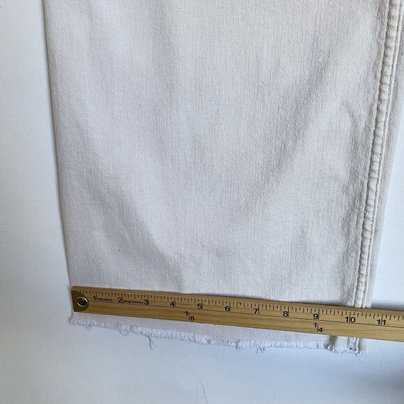 Articles Of Society Cropped Wide Leg Jeans 8/29 Ivory Mid Rise Relaxed Raw Hem - Picture 8 of 13